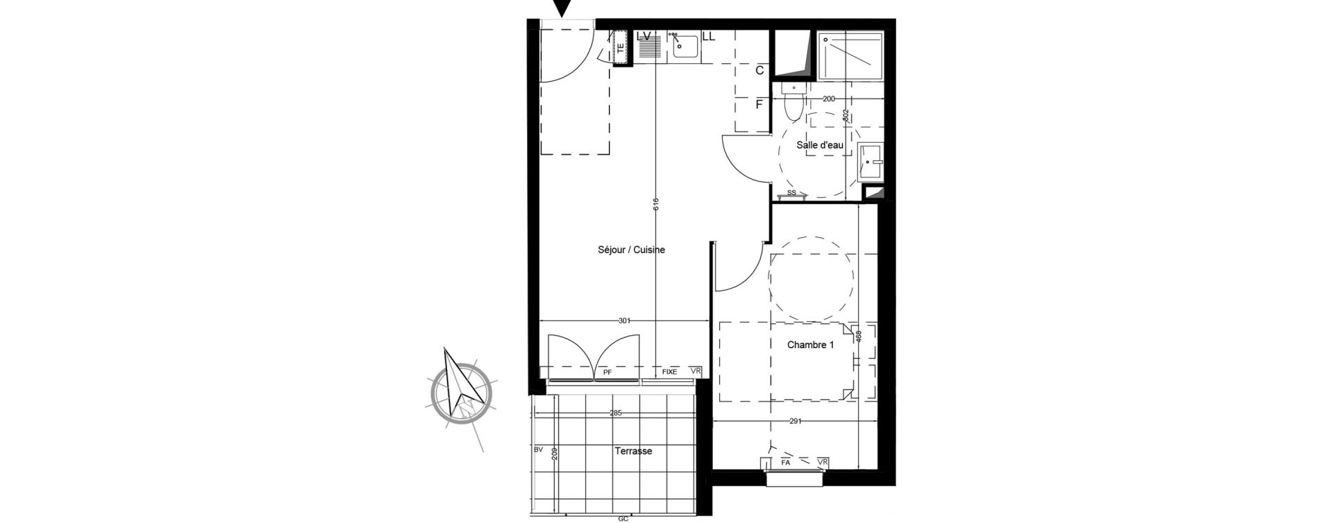 Appartement T2 de 40,10 m2 &agrave; Arles Fourchon