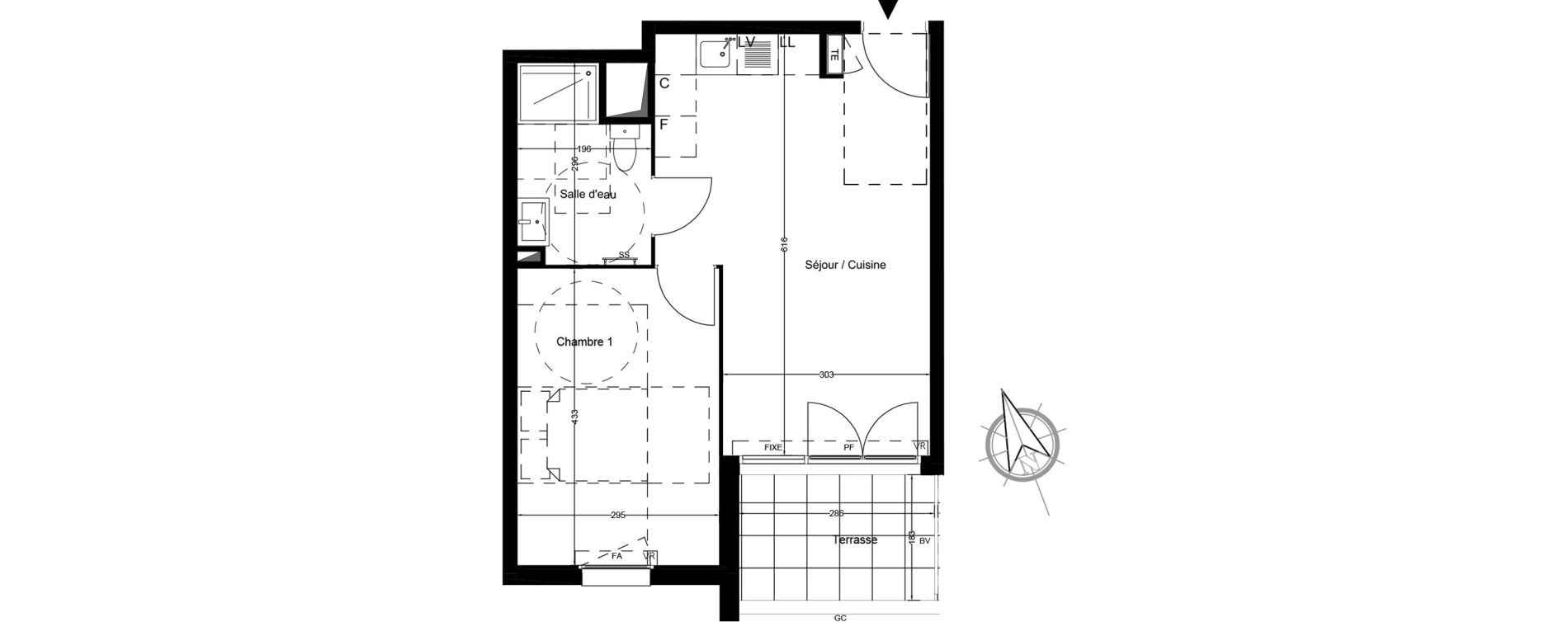 Appartement T2 de 39,30 m2 &agrave; Arles Fourchon