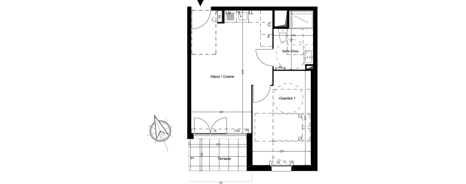 Appartement T2 de 40,10 m2 &agrave; Arles Fourchon