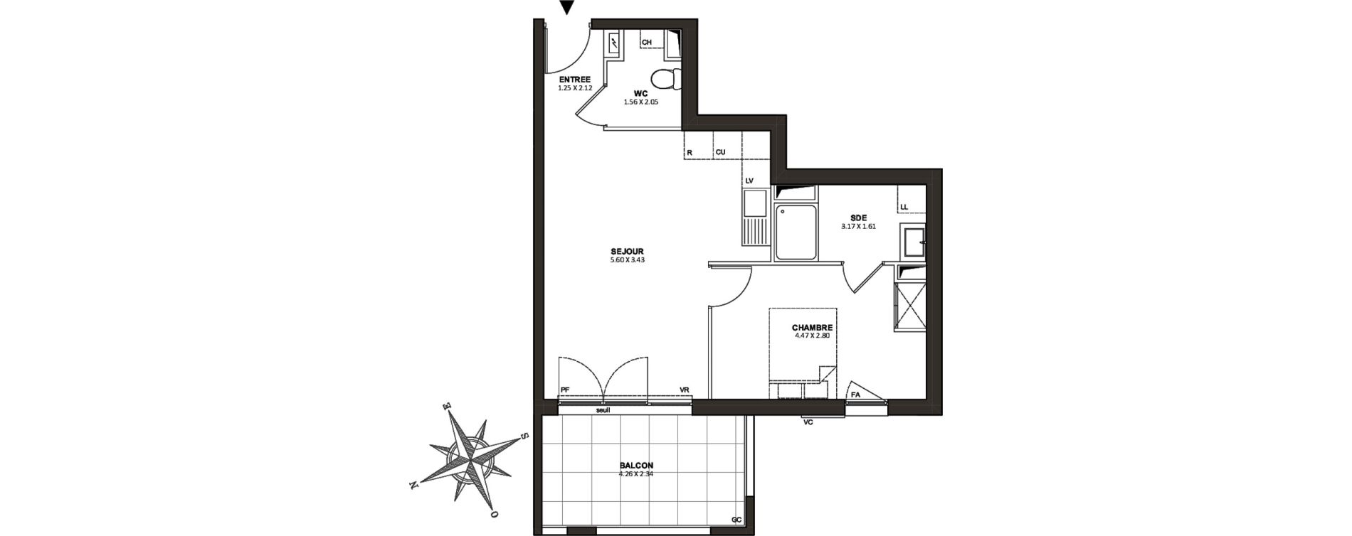Appartement T2 de 45,09 m2 &agrave; Aubagne Napollon