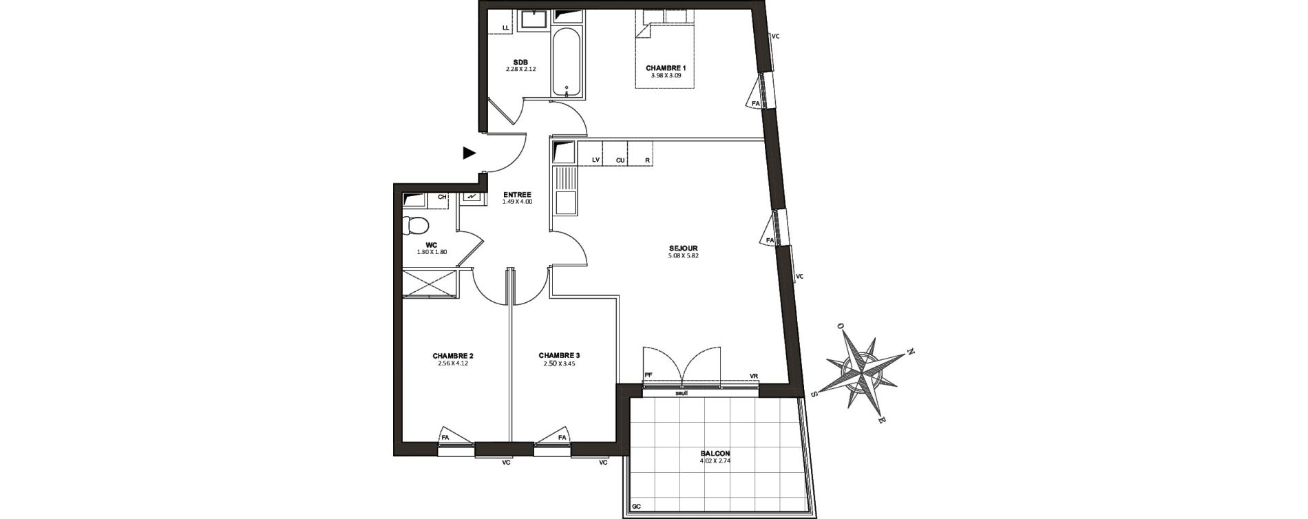 Appartement T4 de 74,39 m2 &agrave; Aubagne Napollon