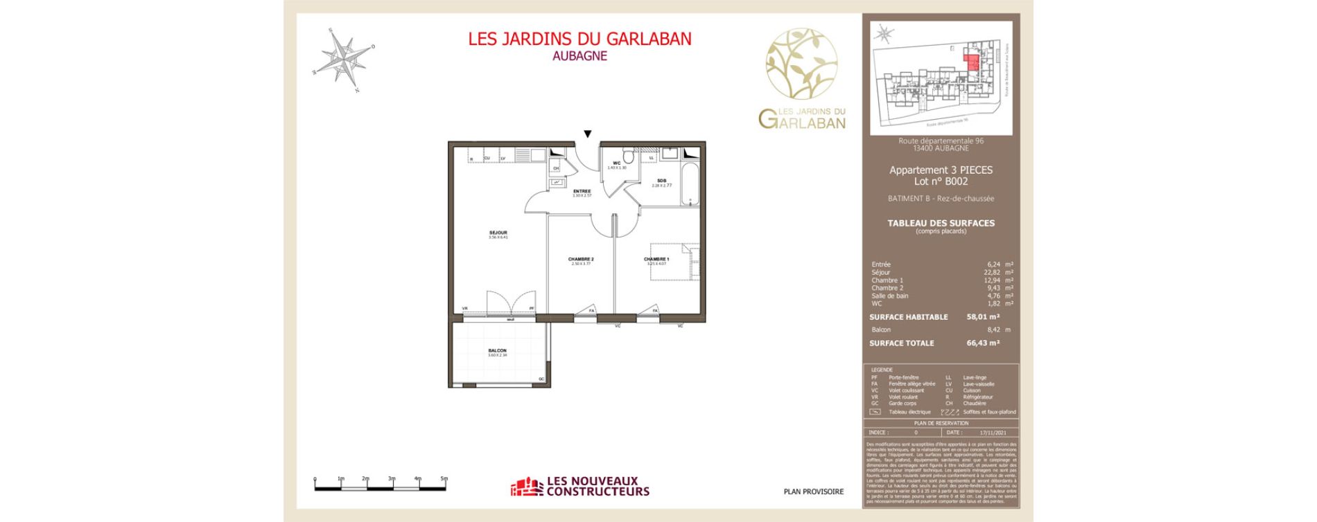 Appartement T3 de 58,01 m2 &agrave; Aubagne Napollon
