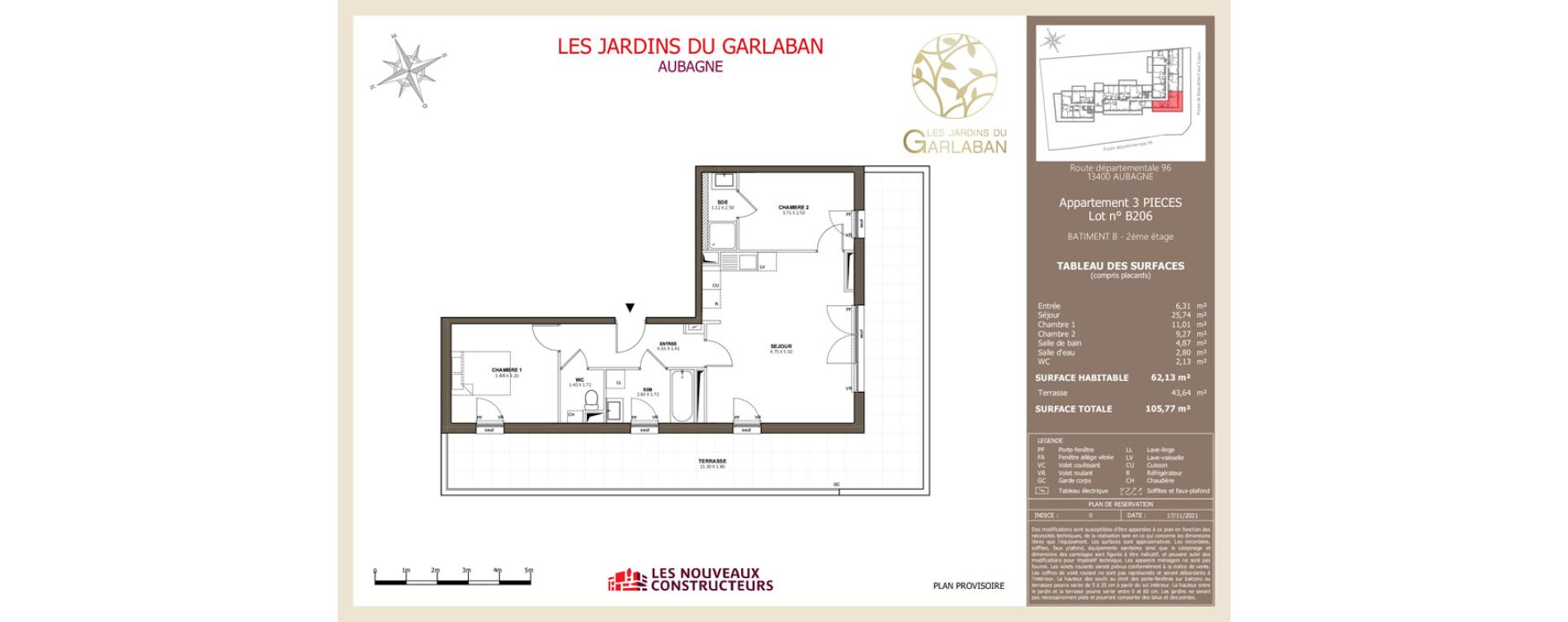 Appartement T3 de 62,13 m2 &agrave; Aubagne Napollon
