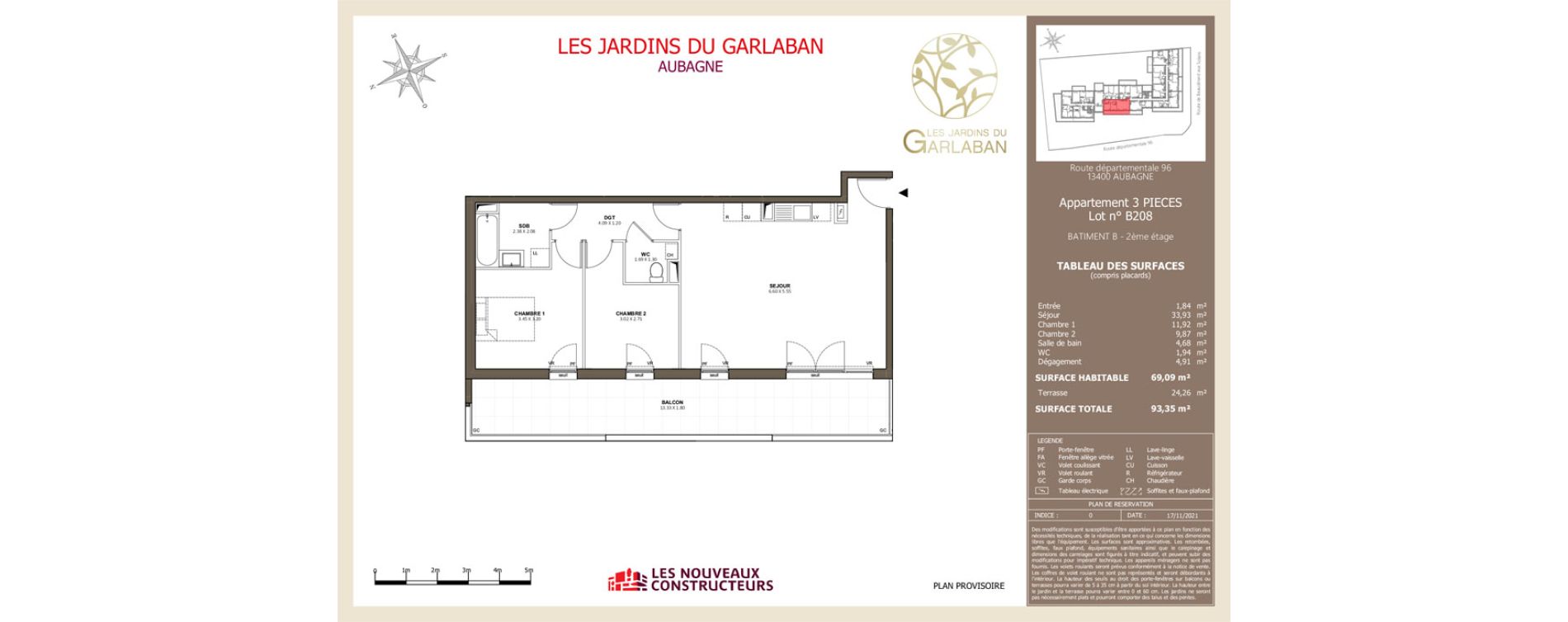 Appartement T3 de 69,09 m2 &agrave; Aubagne Napollon
