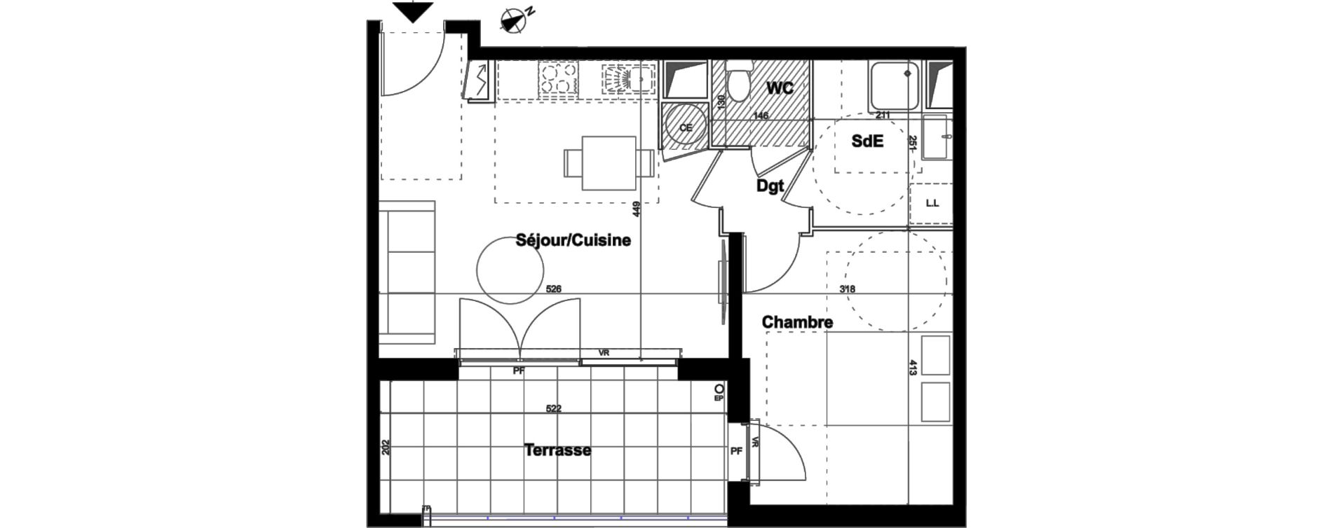 Appartement T2 de 43,90 m2 &agrave; Aubagne Centre