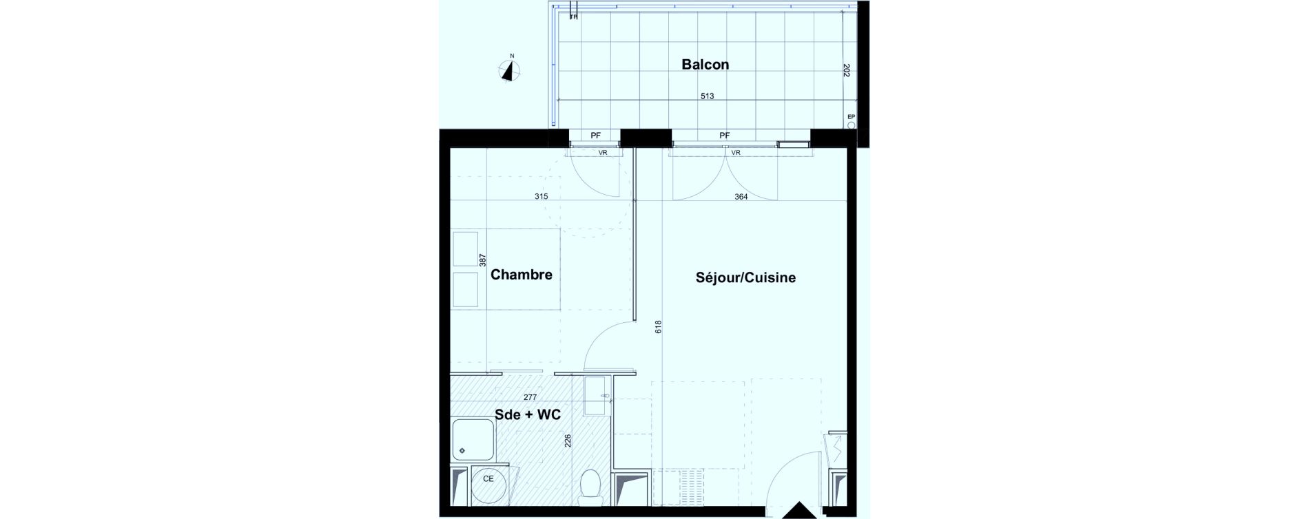 Appartement T2 de 40,60 m2 &agrave; Aubagne Centre