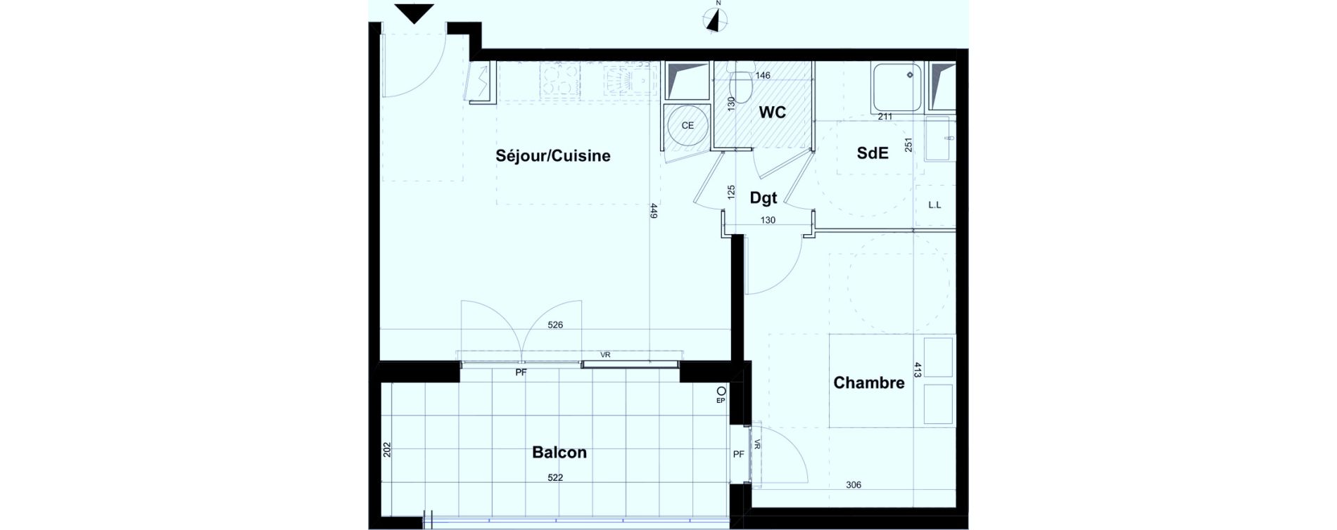 Appartement T2 de 43,90 m2 &agrave; Aubagne Centre