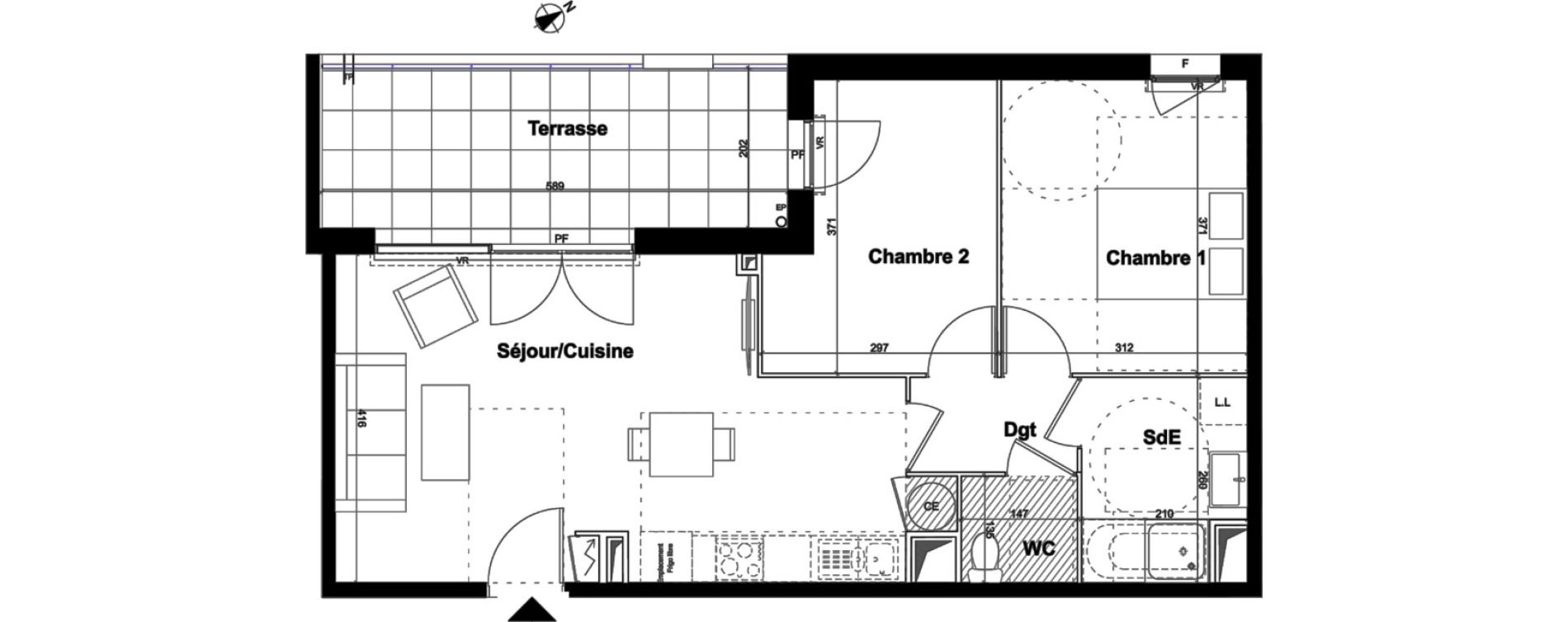 Appartement T3 de 57,90 m2 &agrave; Aubagne Centre