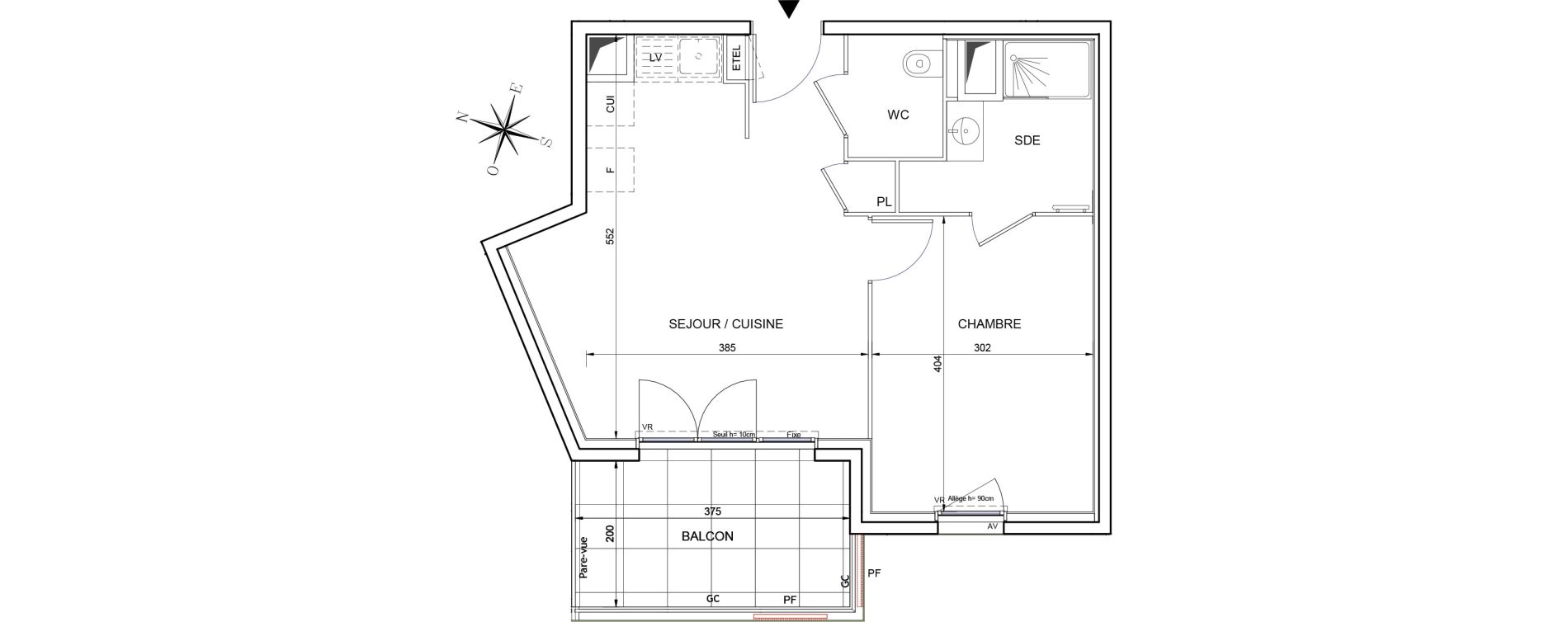 Appartement T2 de 40,97 m2 &agrave; Aubagne Centre