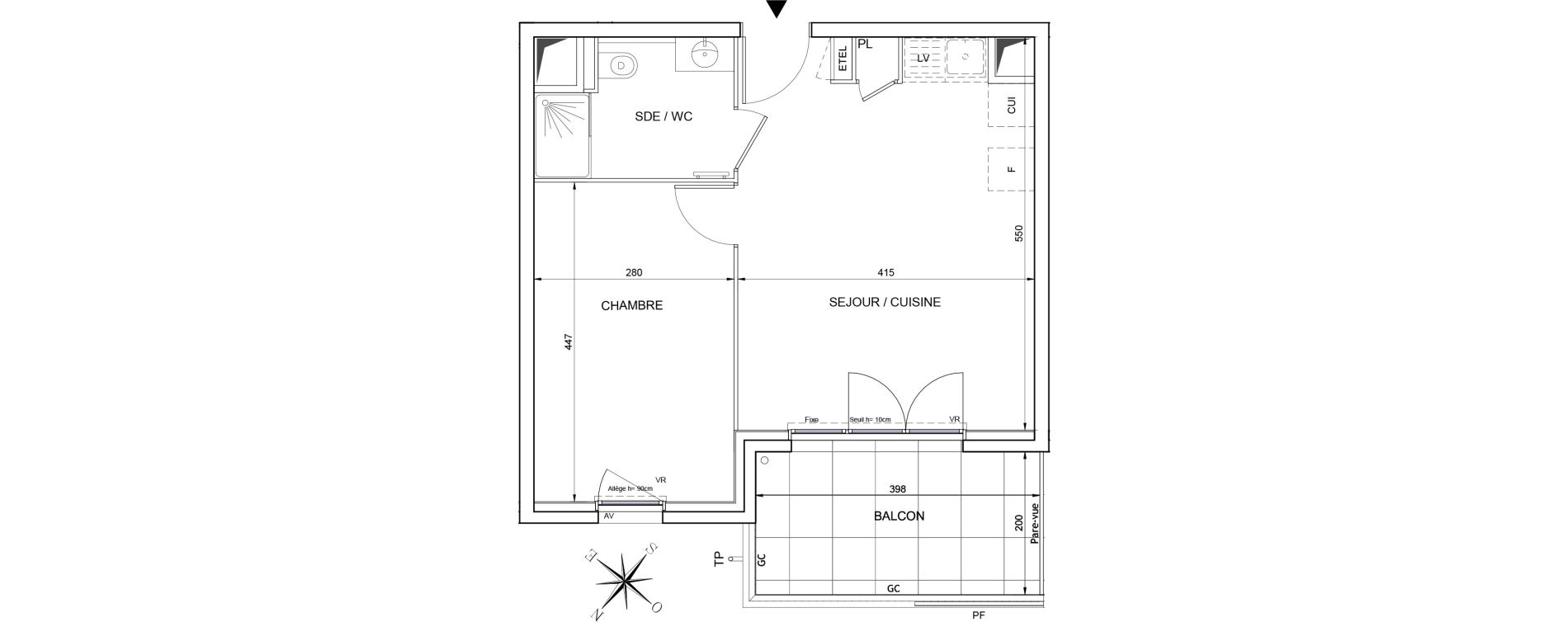 Appartement T2 de 39,67 m2 &agrave; Aubagne Centre