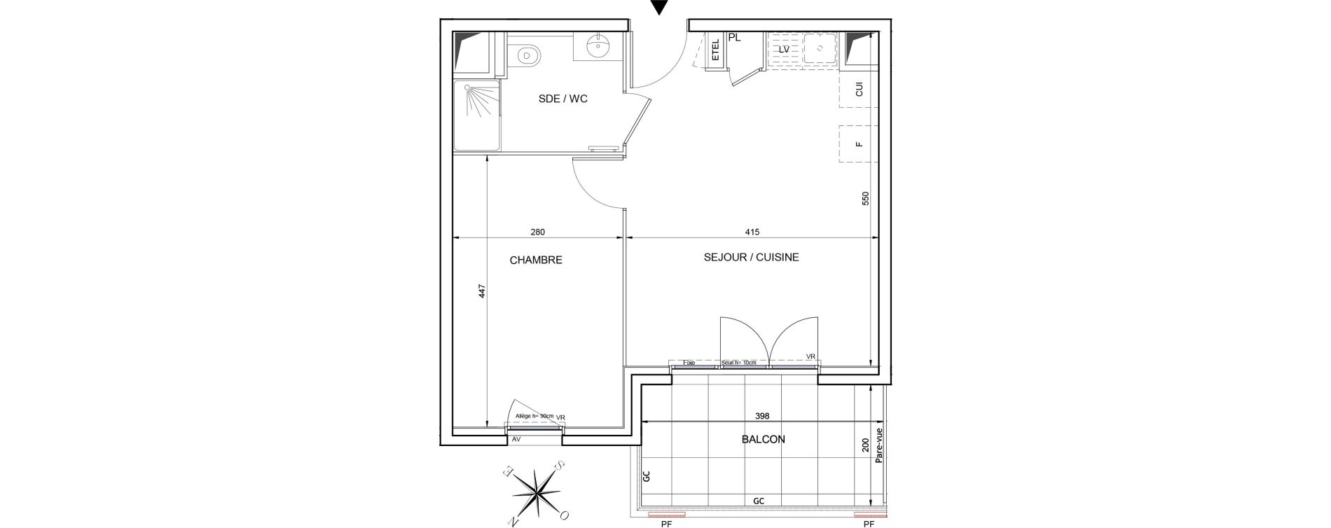 Appartement T2 de 39,67 m2 &agrave; Aubagne Centre