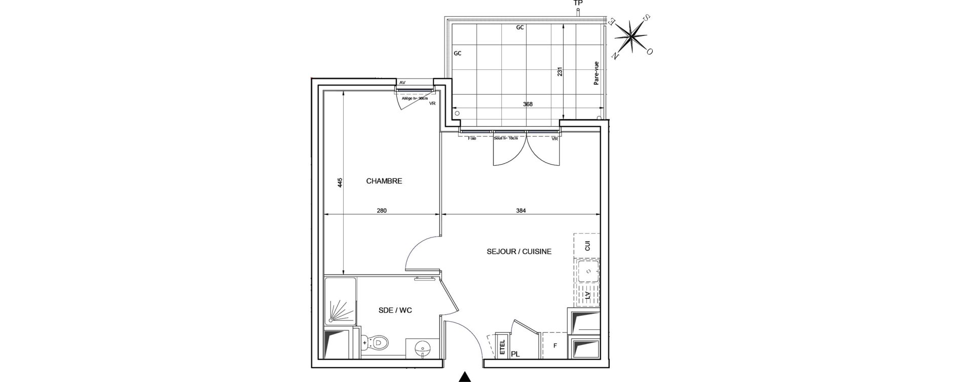 Appartement T2 de 37,37 m2 &agrave; Aubagne Centre