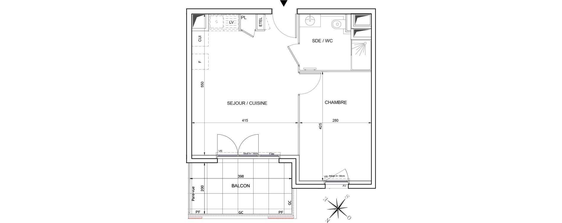 Appartement T2 de 39,40 m2 &agrave; Aubagne Centre