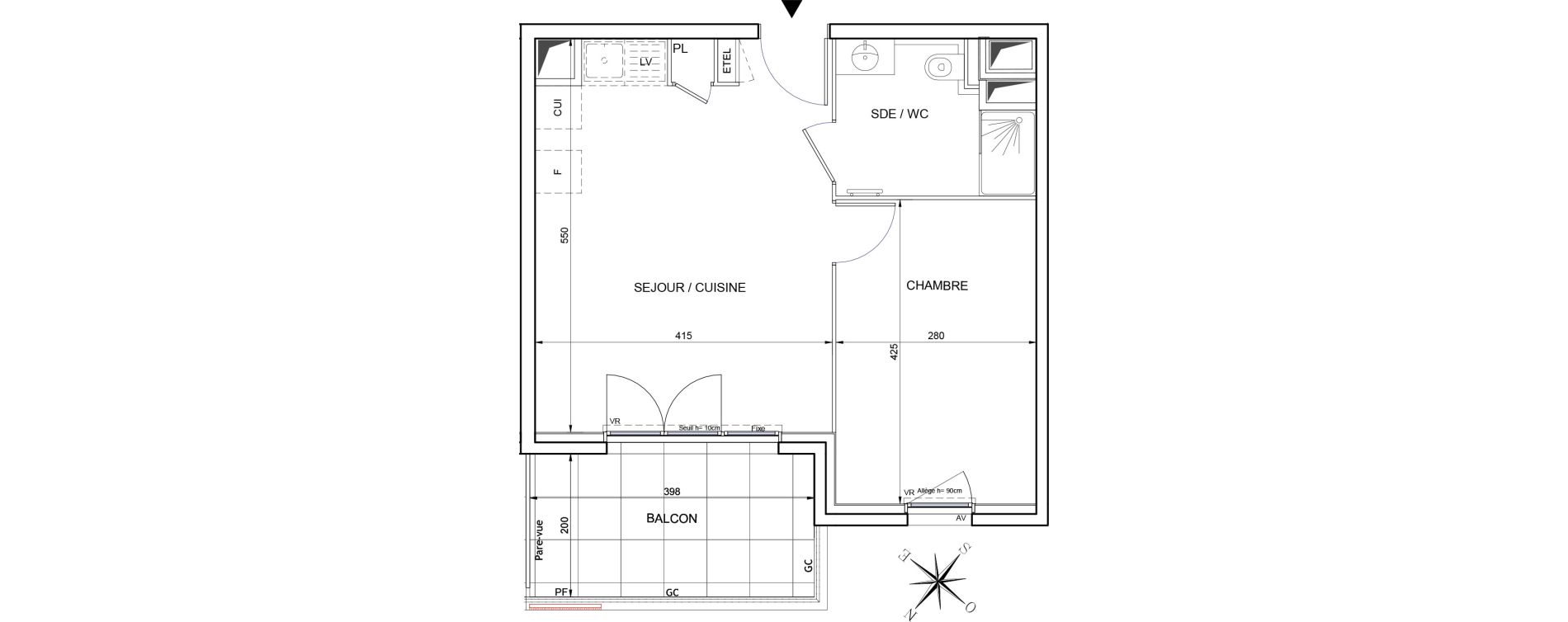Appartement T2 de 39,40 m2 &agrave; Aubagne Centre