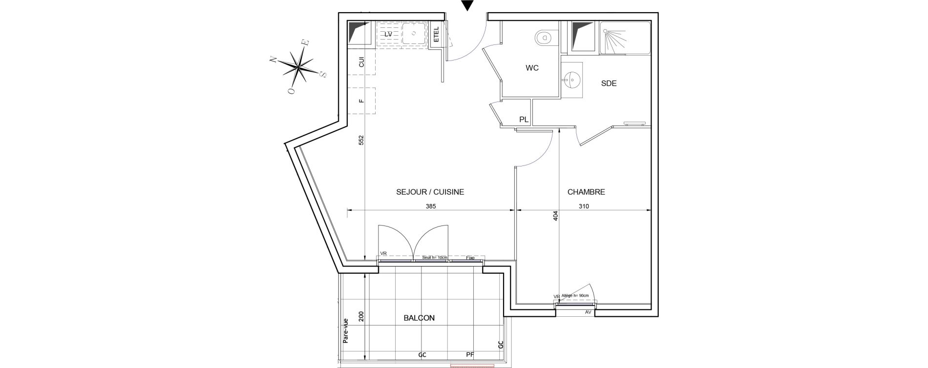 Appartement T2 de 41,57 m2 &agrave; Aubagne Centre
