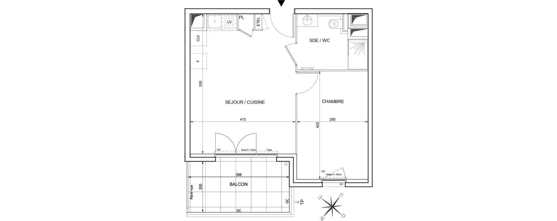 Appartement T2 de 39,41 m2 &agrave; Aubagne Centre