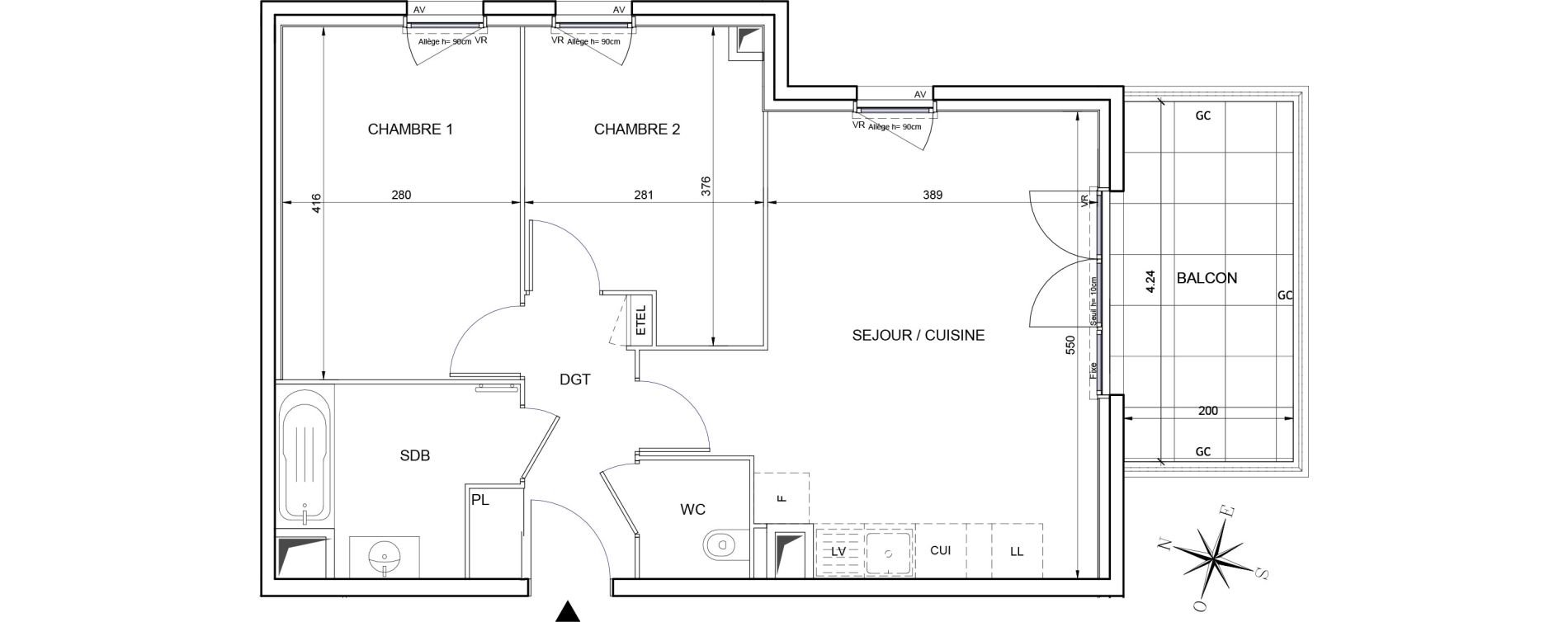 Appartement T3 de 56,48 m2 &agrave; Aubagne Centre