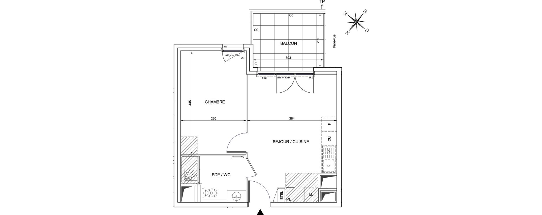 Appartement T2 de 37,63 m2 &agrave; Aubagne Centre