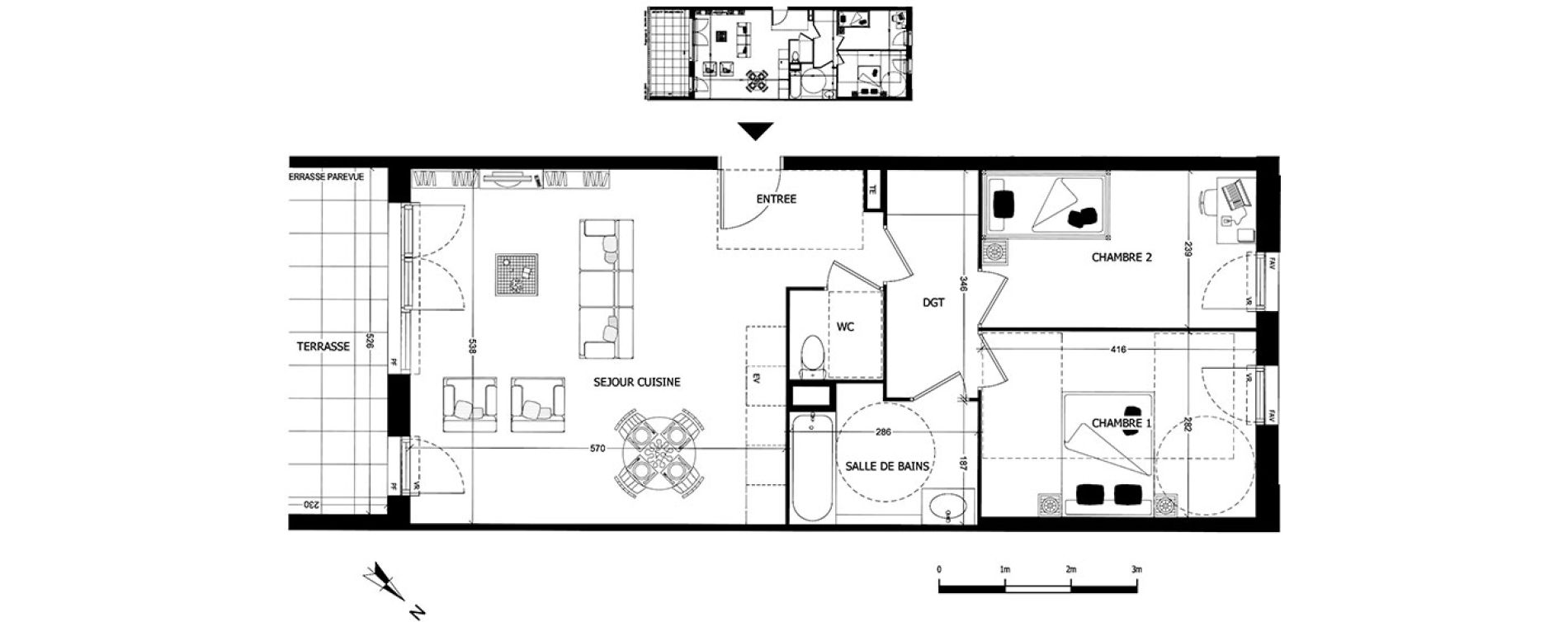 Appartement T3 de 67,06 m2 &agrave; Aubagne Centre
