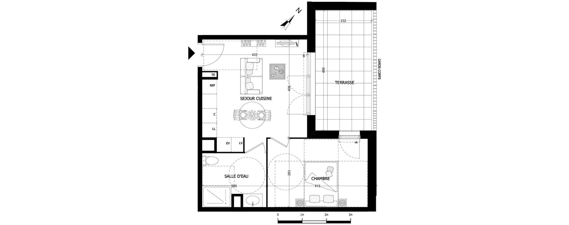 Appartement T2 de 35,92 m2 &agrave; Aubagne Centre