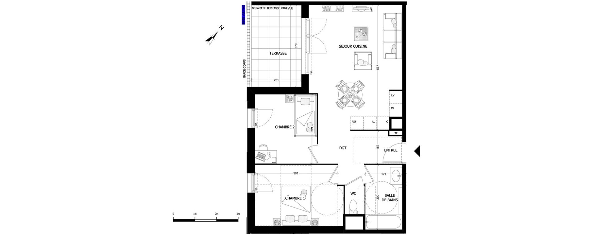 Appartement T3 de 57,86 m2 &agrave; Aubagne Centre