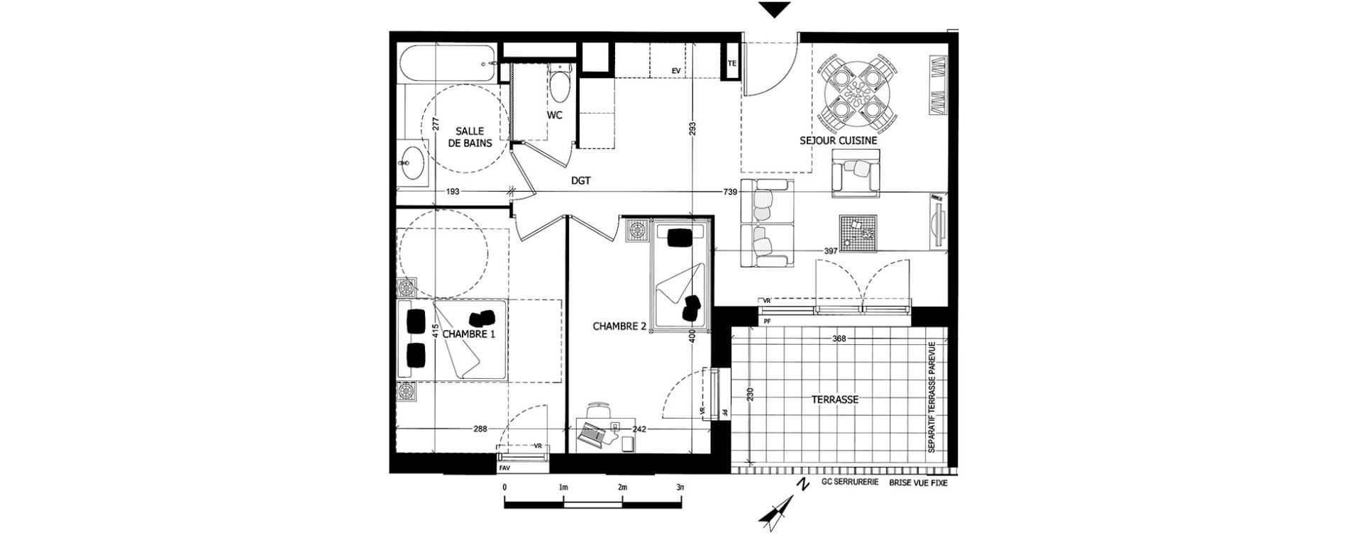 Appartement T3 de 53,41 m2 &agrave; Aubagne Centre