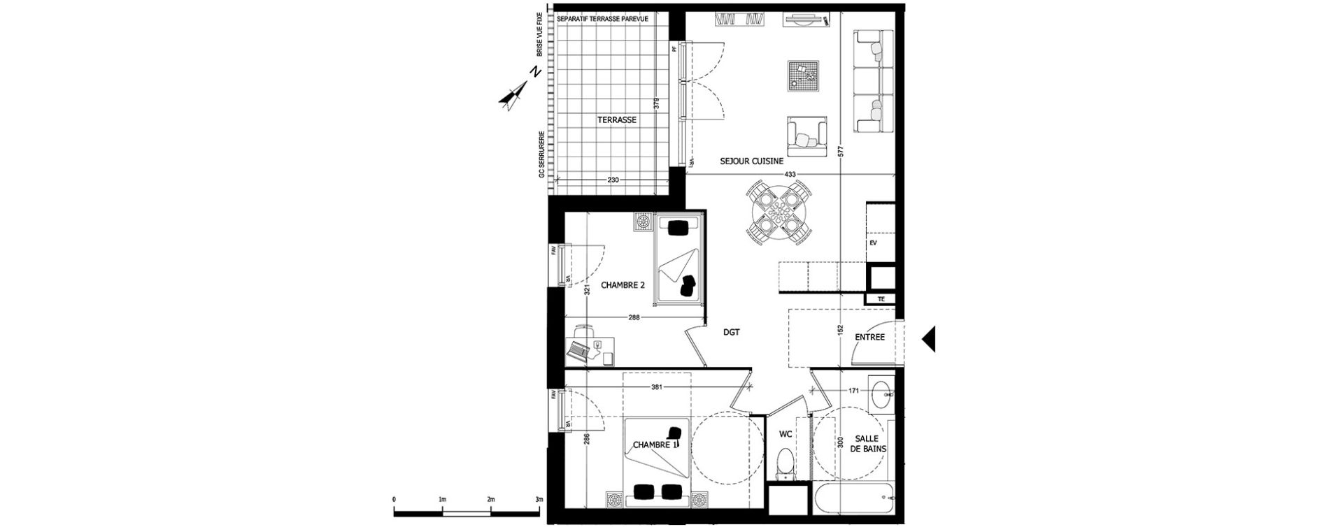 Appartement T3 de 57,81 m2 &agrave; Aubagne Centre