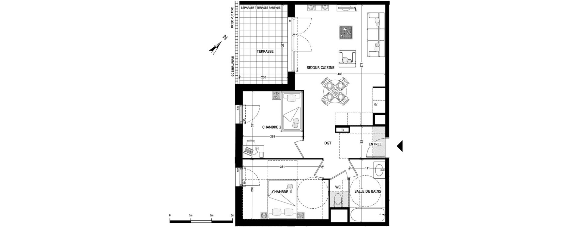 Appartement T3 de 57,76 m2 &agrave; Aubagne Centre