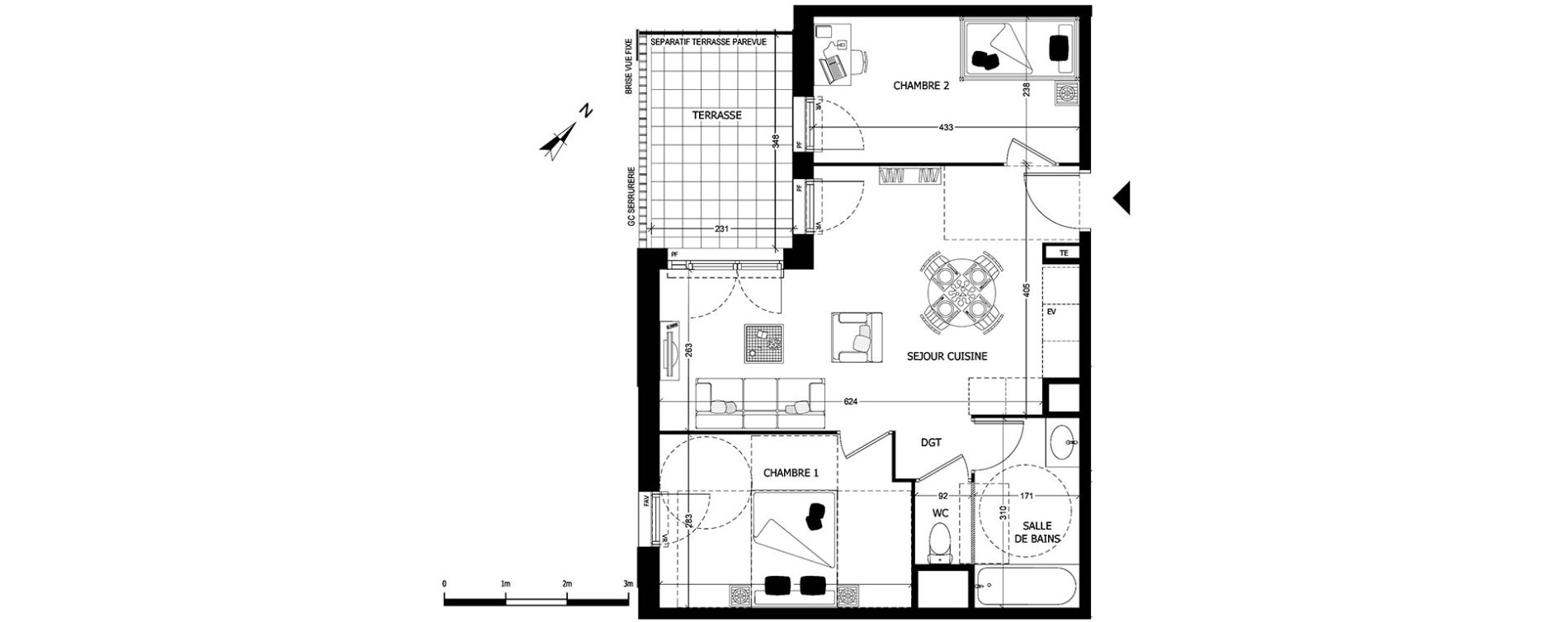 Appartement T3 de 53,03 m2 &agrave; Aubagne Centre