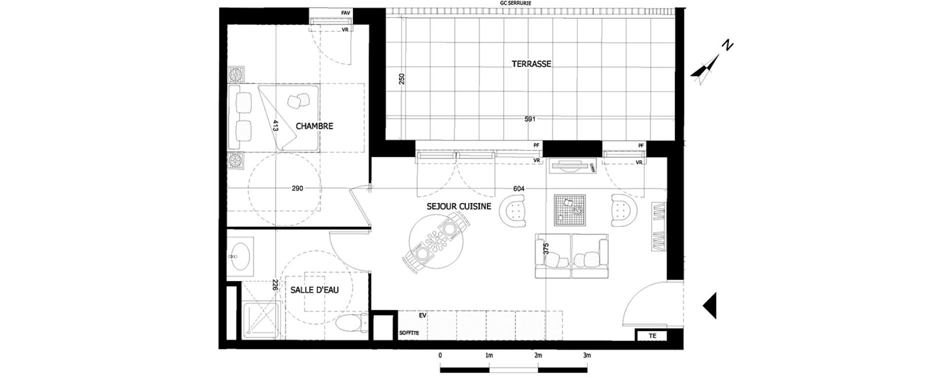 Appartement T2 de 40,30 m2 &agrave; Aubagne Centre
