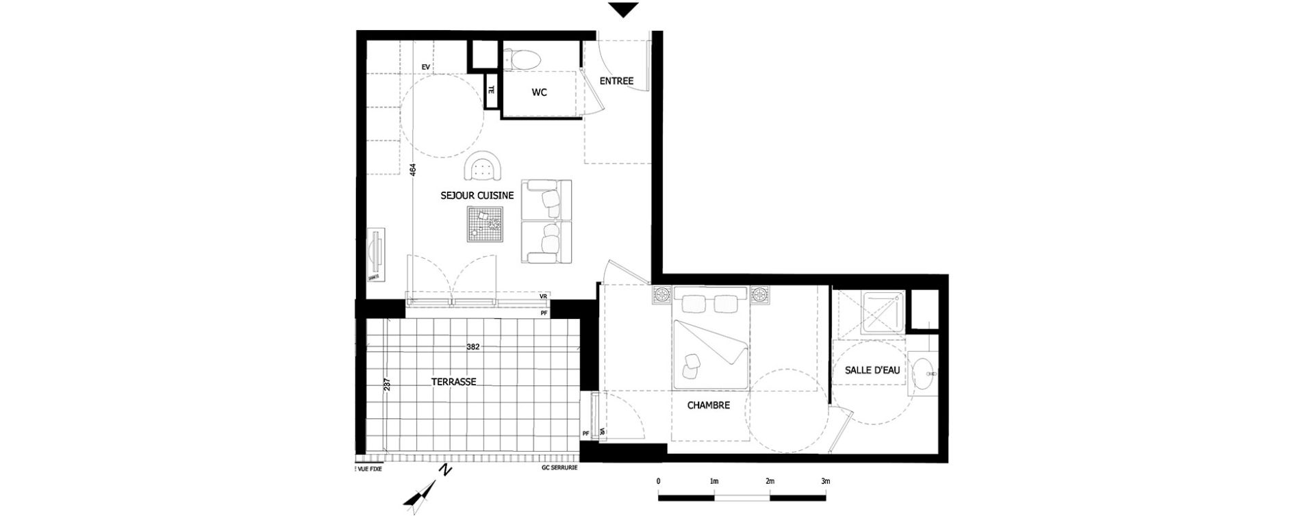 Appartement T2 de 40,07 m2 &agrave; Aubagne Centre