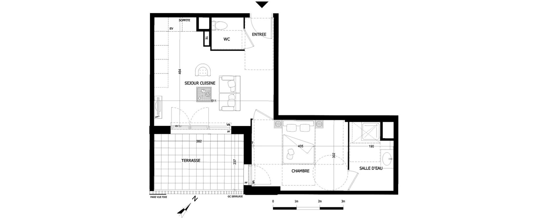 Appartement T2 de 40,01 m2 &agrave; Aubagne Centre