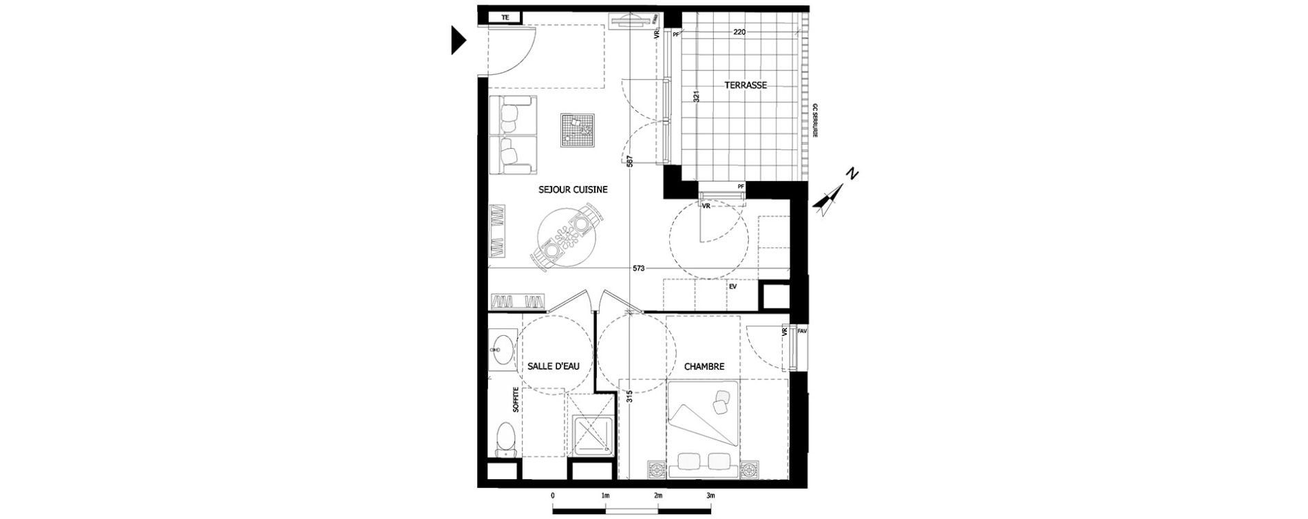 Appartement T2 de 40,70 m2 &agrave; Aubagne Centre