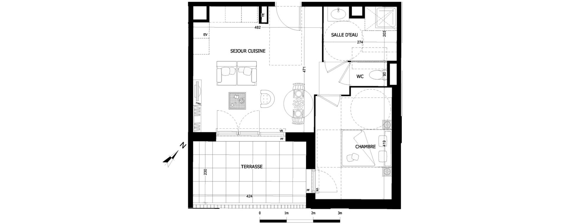 Appartement T2 de 42,00 m2 &agrave; Aubagne Centre