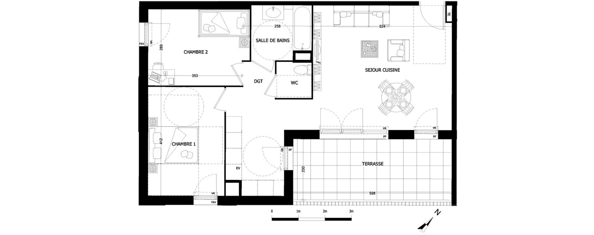 Appartement T3 de 64,39 m2 &agrave; Aubagne Centre