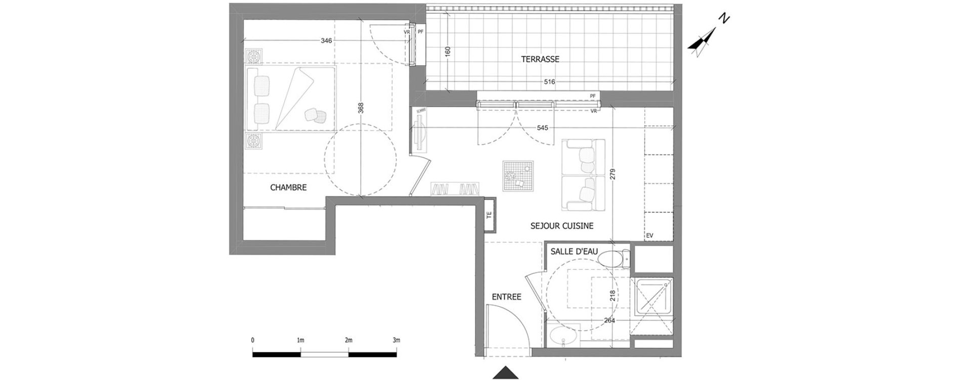 Appartement T2 de 35,69 m2 &agrave; Aubagne Centre