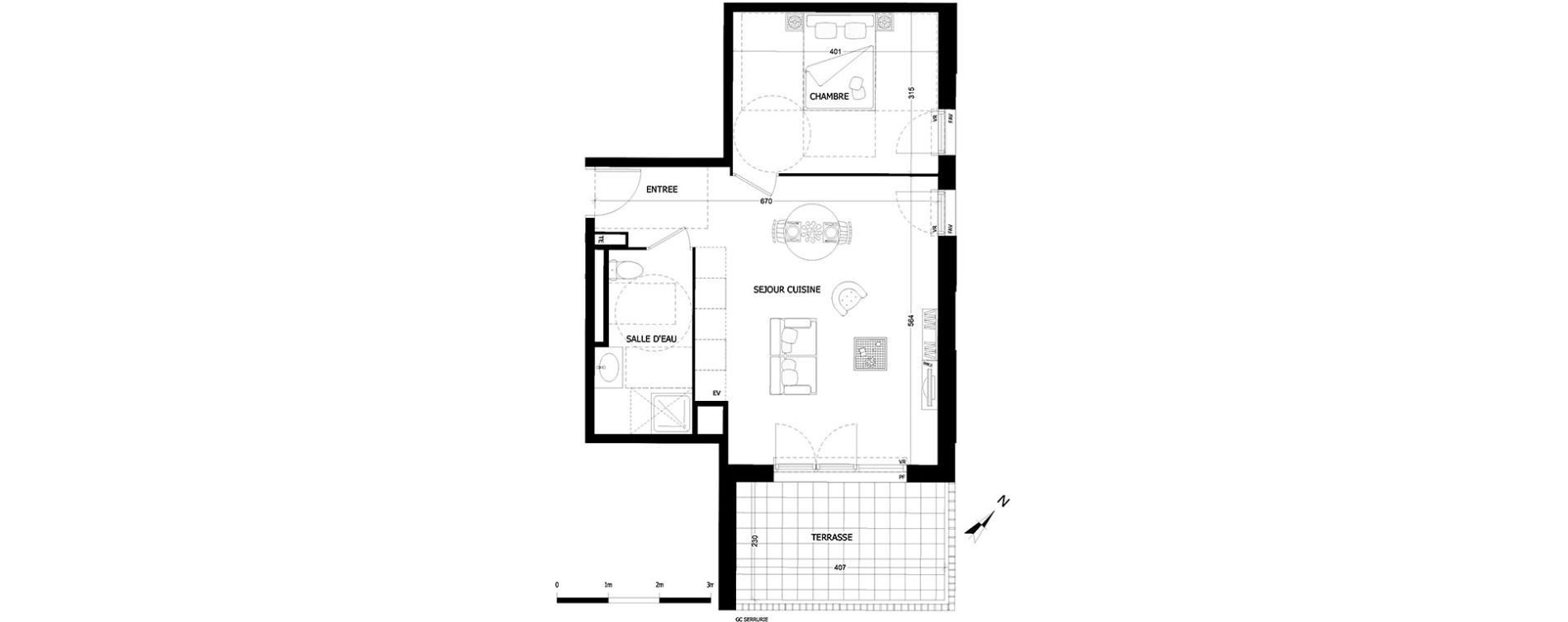Appartement T2 de 35,26 m2 &agrave; Aubagne Centre