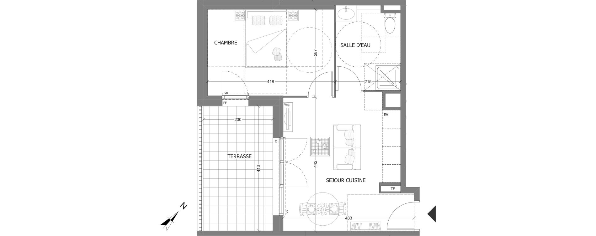Appartement T2 de 35,32 m2 &agrave; Aubagne Centre