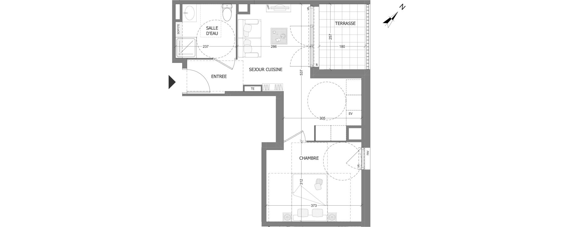 Appartement T2 de 35,04 m2 &agrave; Aubagne Centre