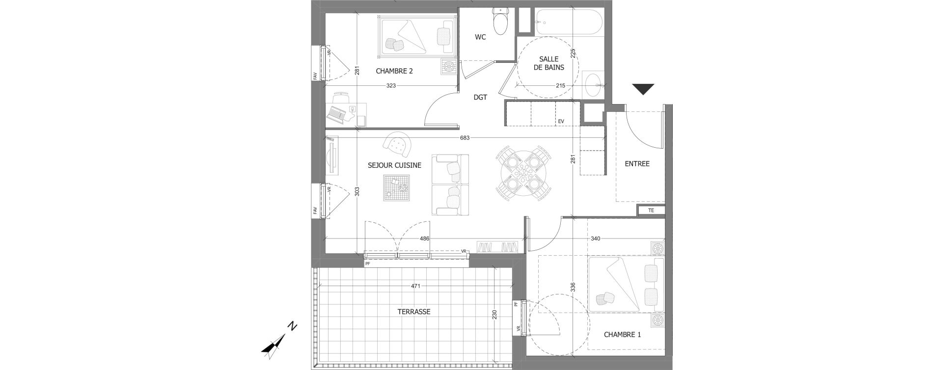 Appartement T3 de 52,47 m2 &agrave; Aubagne Centre