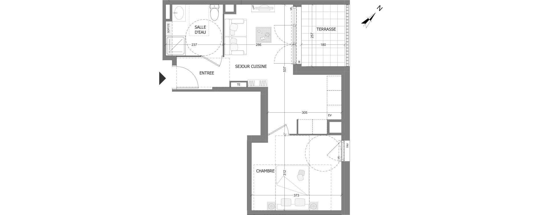 Appartement T2 de 35,04 m2 &agrave; Aubagne Centre