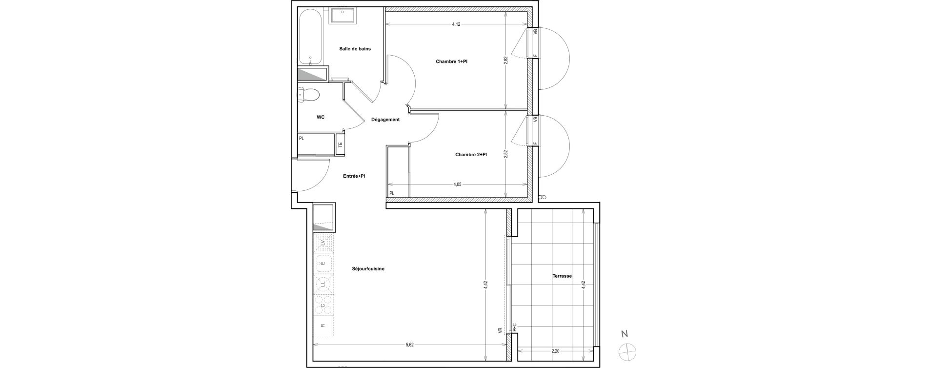 Appartement T3 de 59,98 m2 &agrave; Auriol Centre