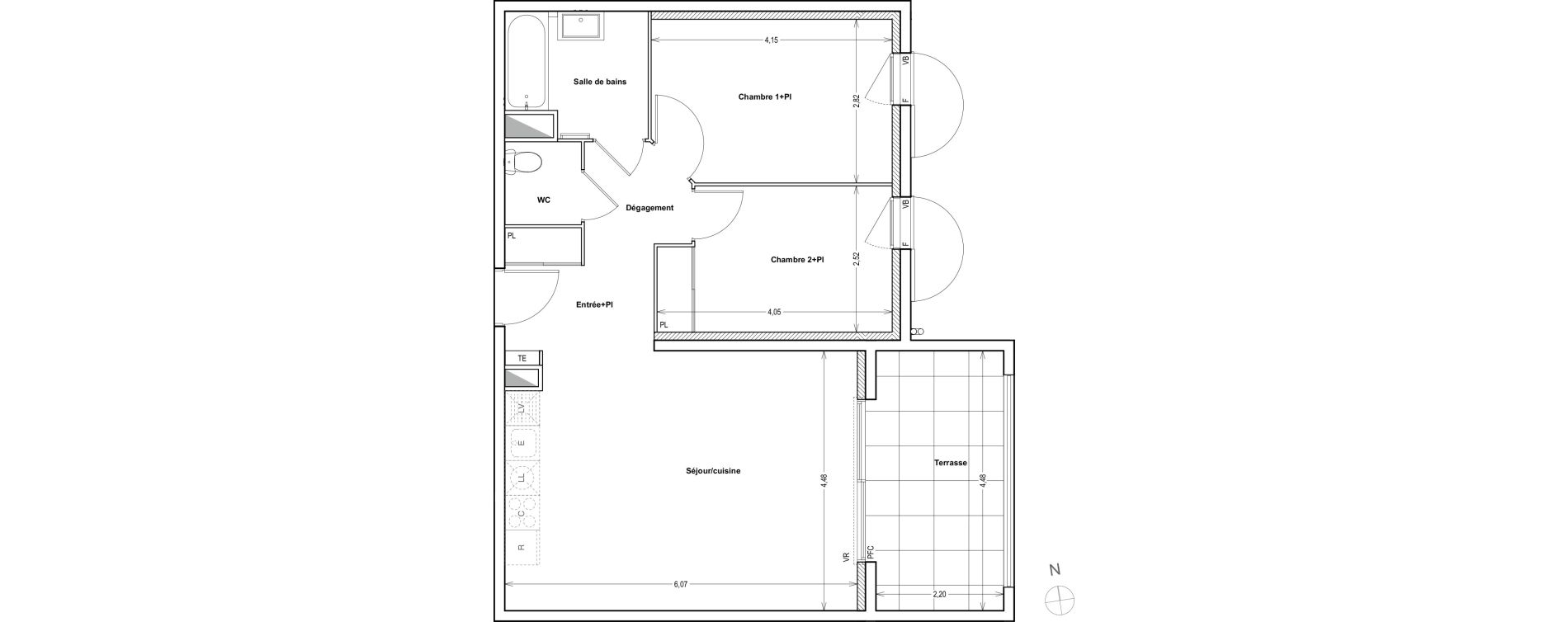 Appartement T3 de 62,64 m2 &agrave; Auriol Centre
