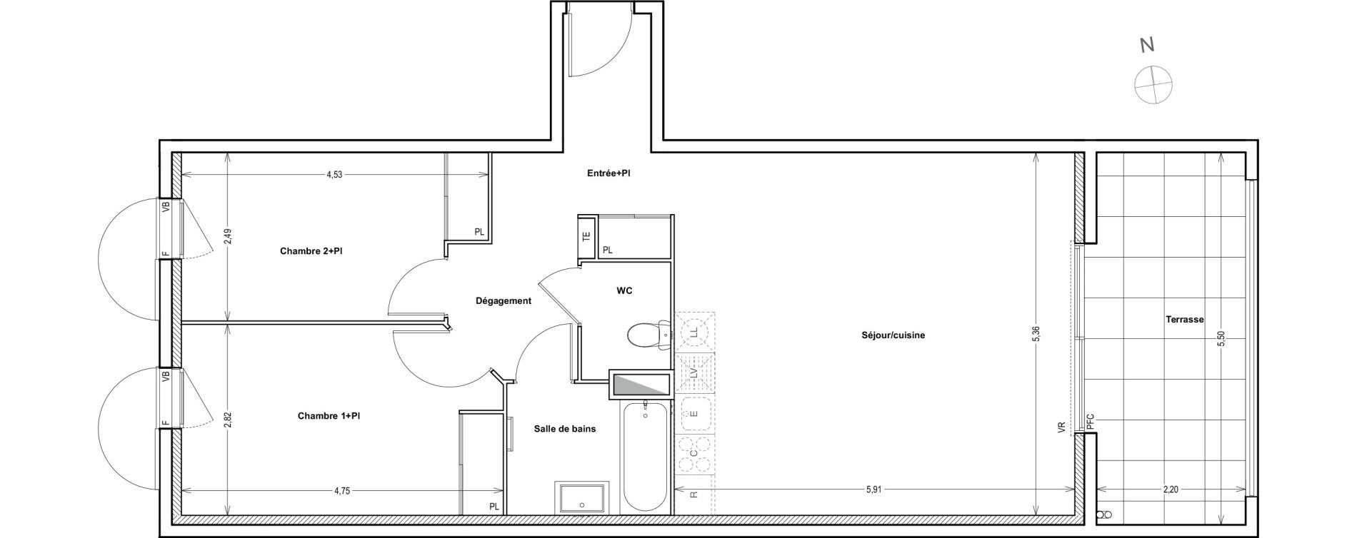 Appartement T3 de 71,73 m2 &agrave; Auriol Centre