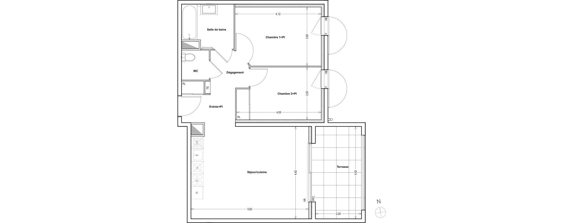 Appartement T3 de 60,12 m2 &agrave; Auriol Centre