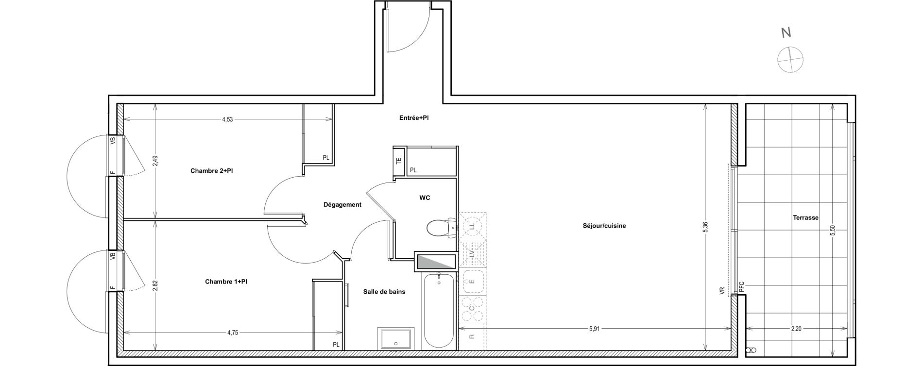 Appartement T3 de 71,73 m2 &agrave; Auriol Centre
