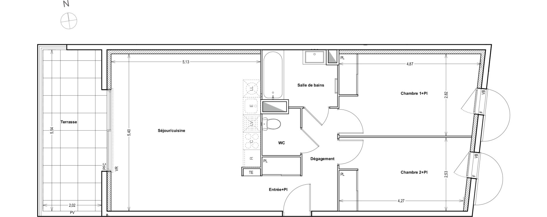Appartement T3 de 65,39 m2 &agrave; Auriol Centre