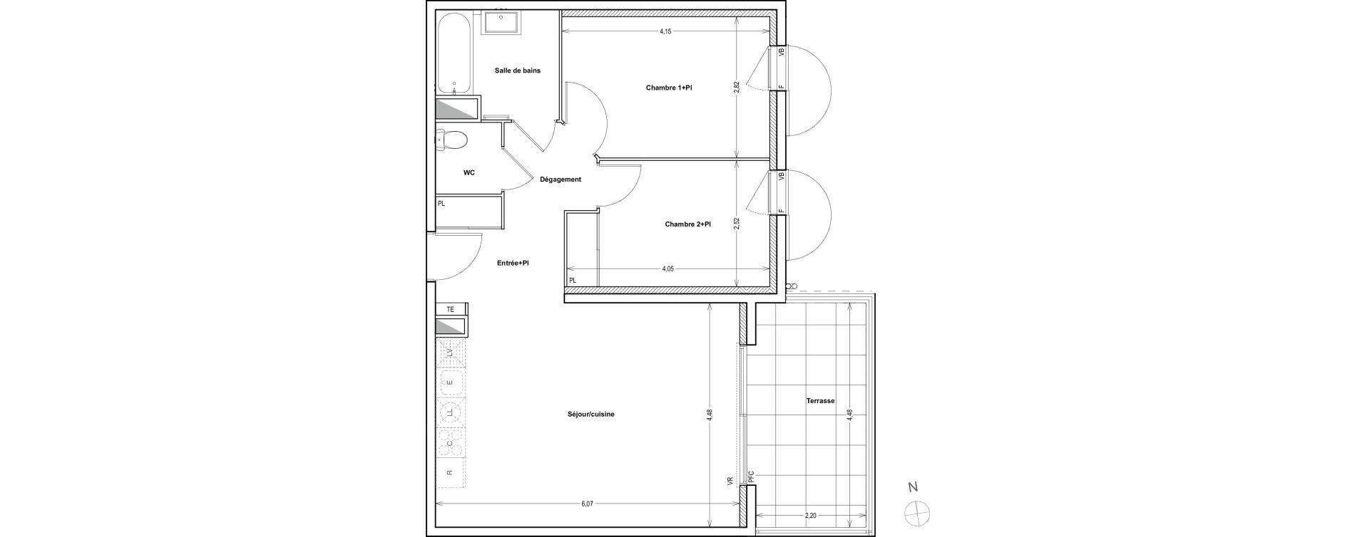 Appartement T3 de 62,64 m2 &agrave; Auriol Centre
