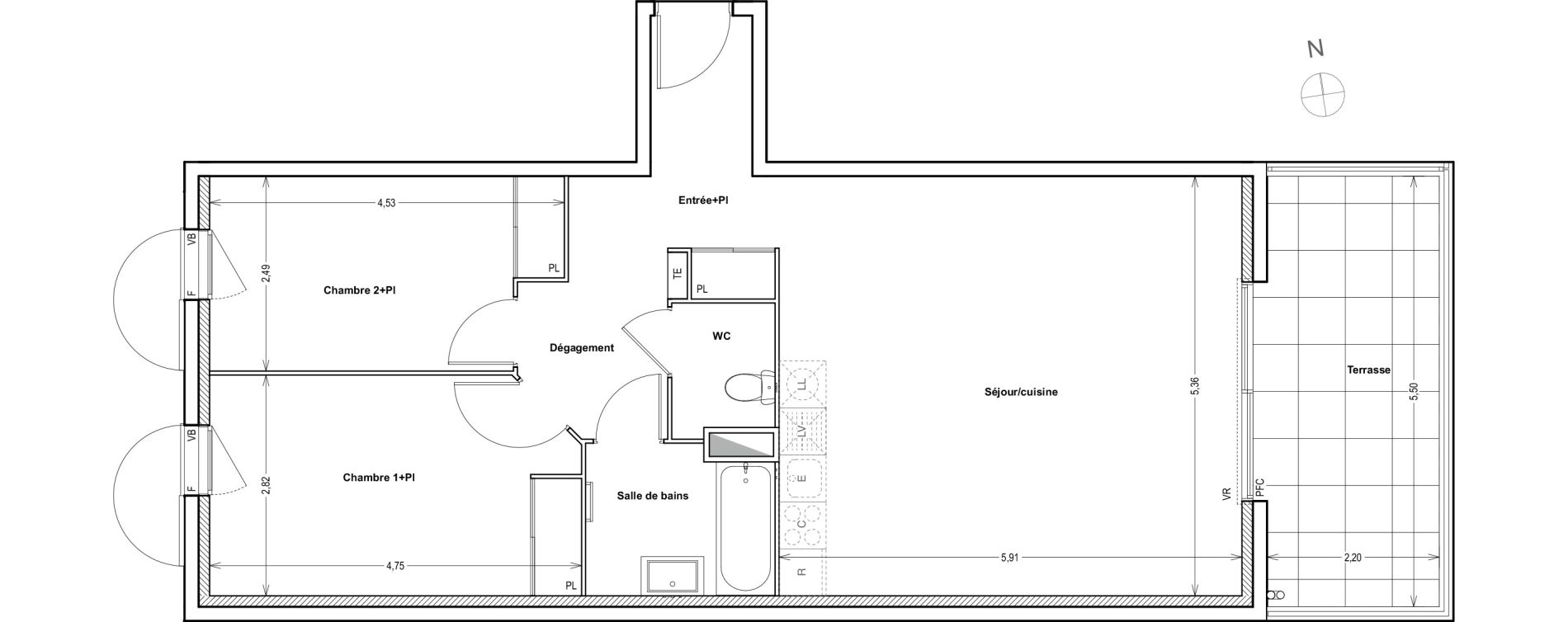 Appartement T3 de 71,73 m2 &agrave; Auriol Centre