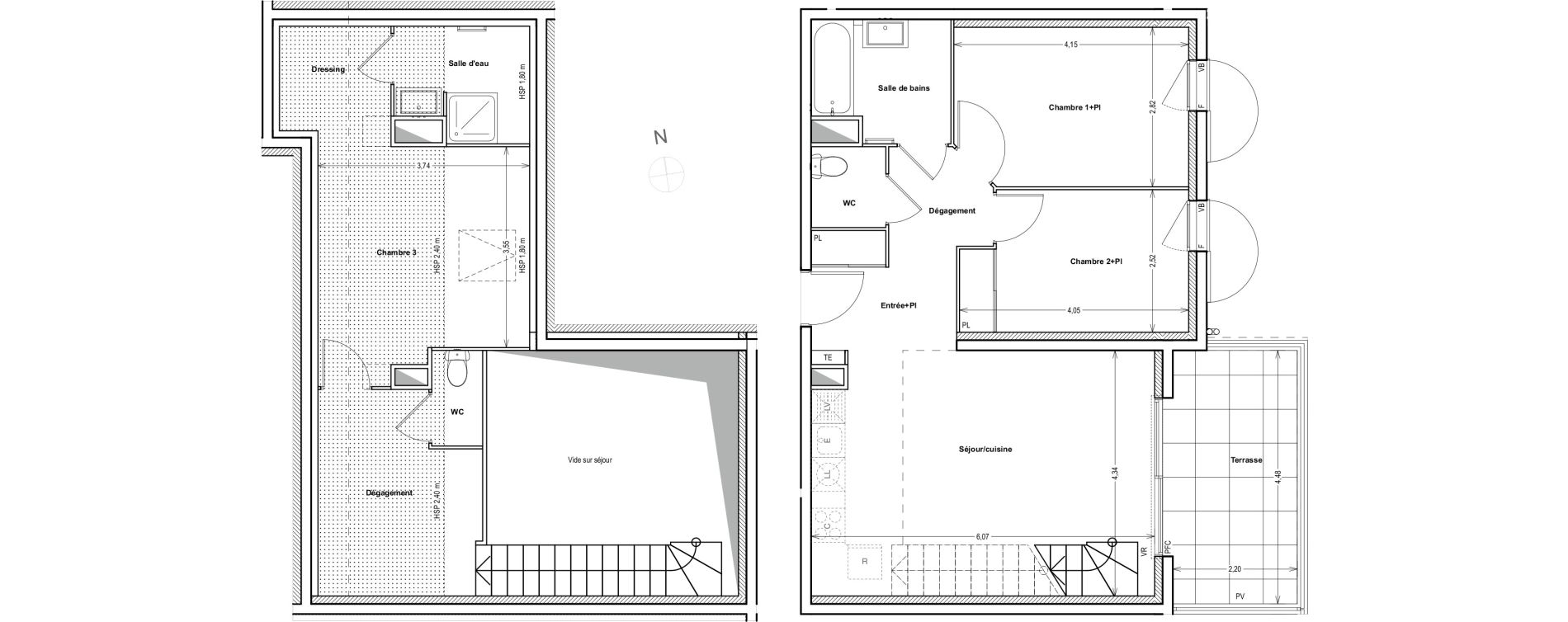 Duplex T4 de 92,50 m2 &agrave; Auriol Centre